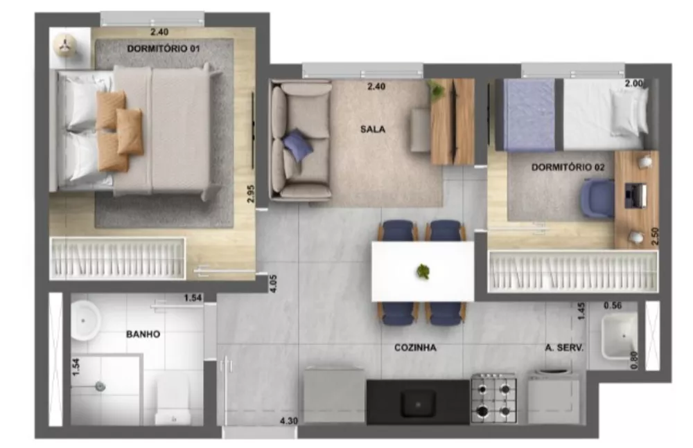 Apartamento, 2 quartos, 32 m² - Foto 3