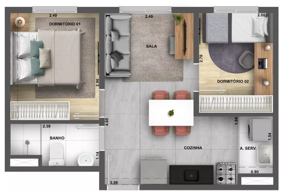 Apartamento, 2 quartos, 32 m² - Foto 9