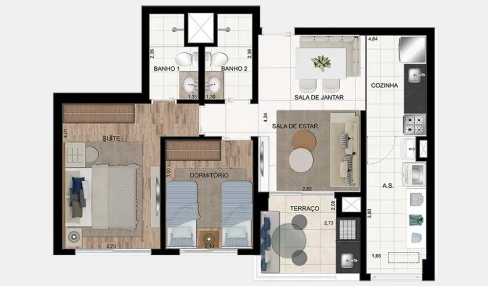 Apartamento, 2 quartos, 70 m² - Foto 4