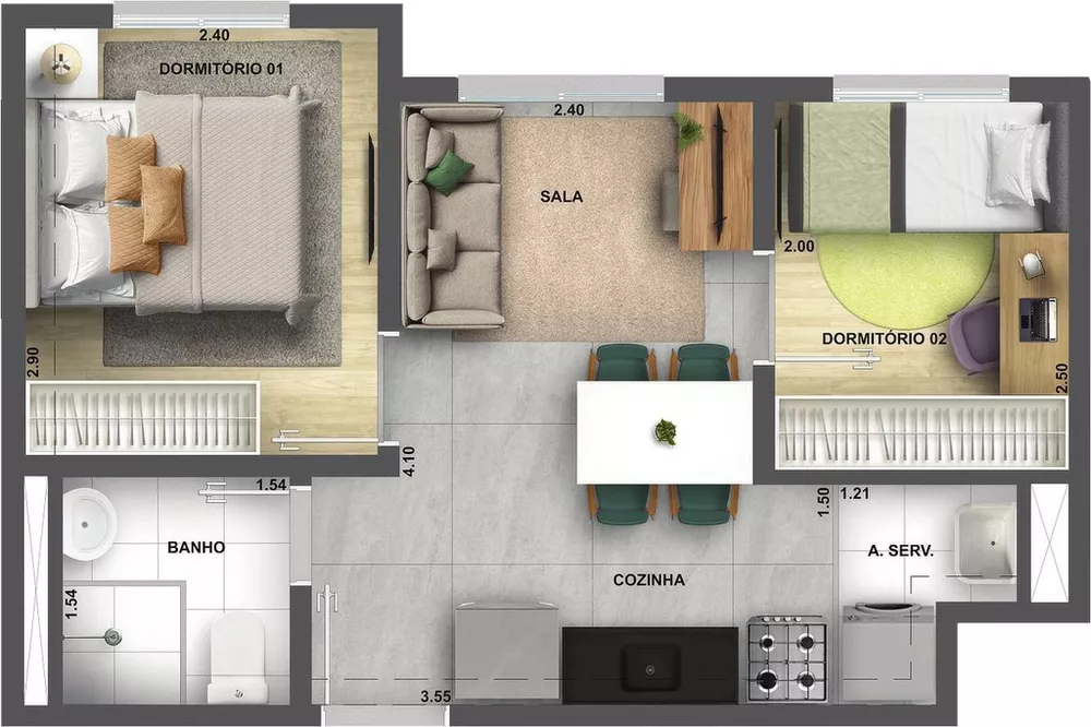 Apartamento, 2 quartos, 45 m² - Foto 7
