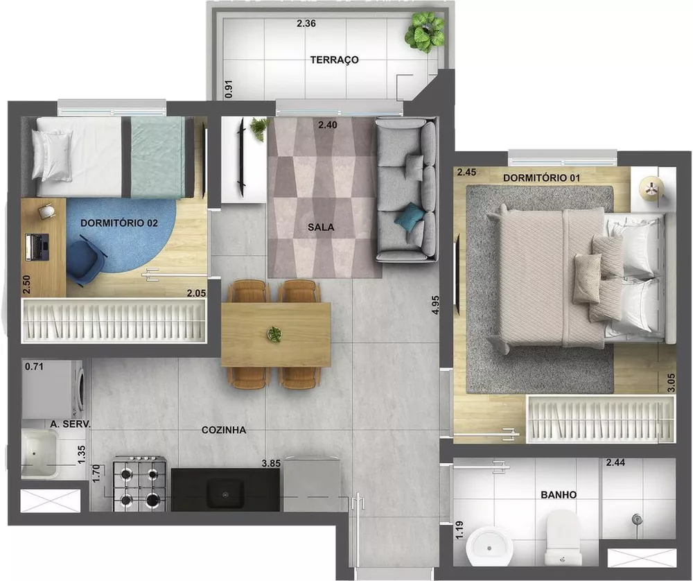 Apartamento, 2 quartos, 45 m² - Foto 9