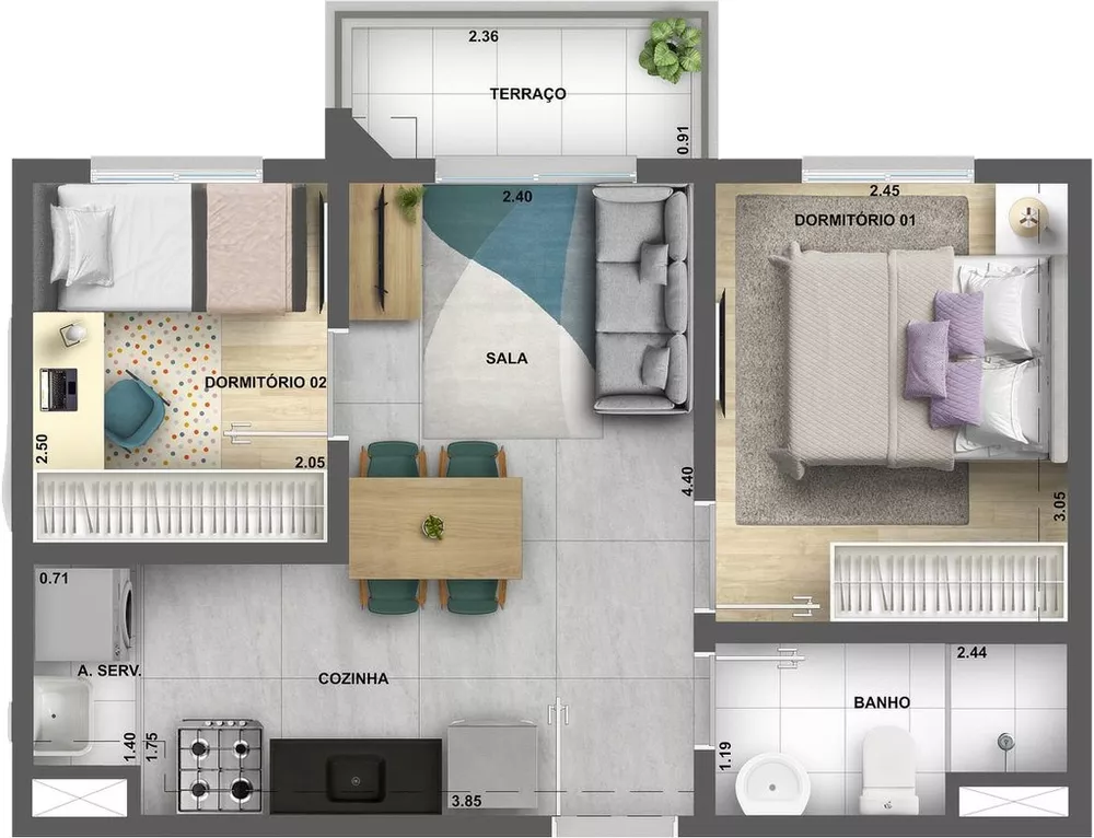 Apartamento, 2 quartos, 45 m² - Foto 10