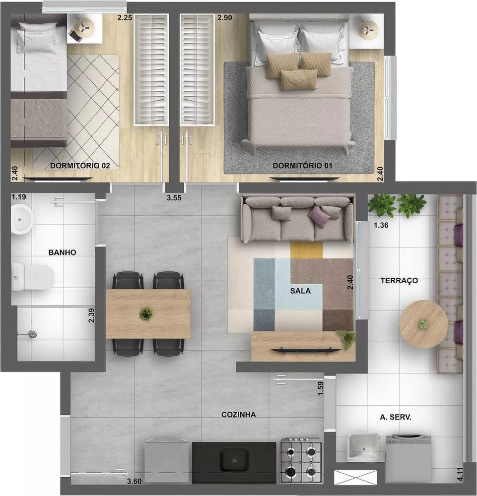 Apartamento, 2 quartos, 45 m² - Foto 13