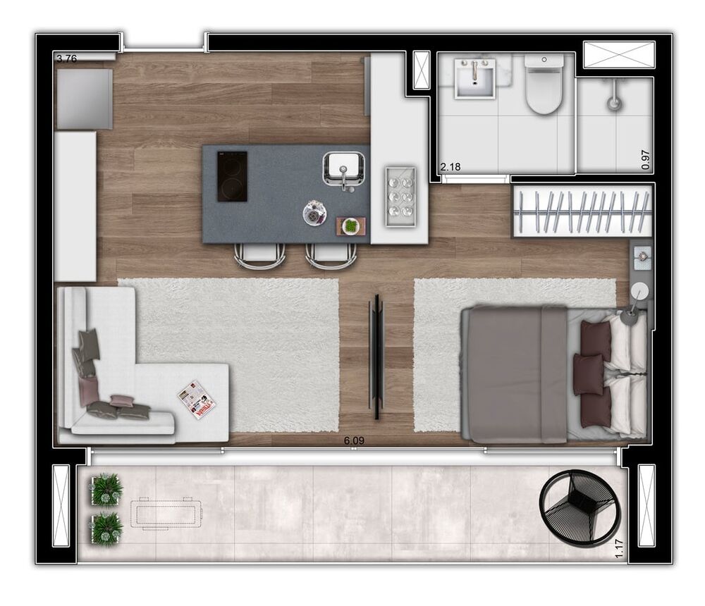 Apartamento, 1 quarto, 42 m² - Foto 2