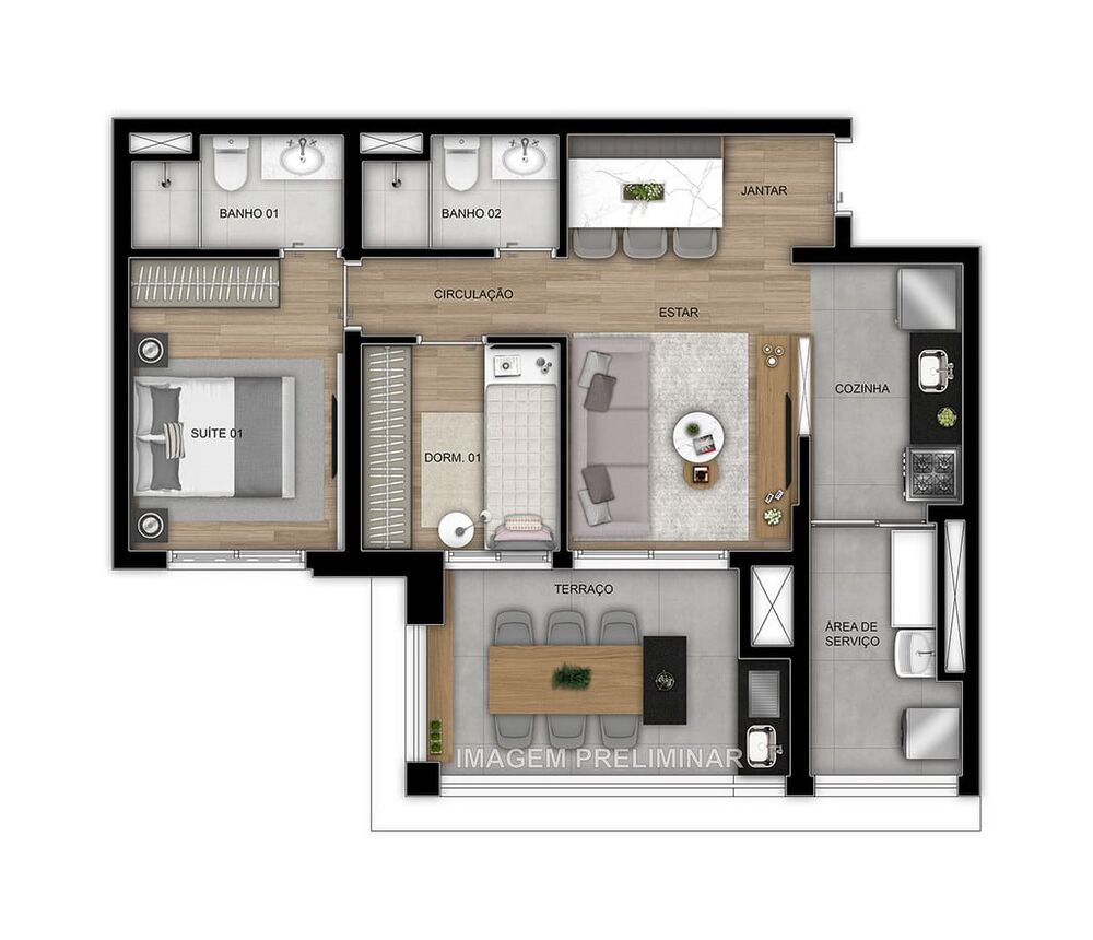 Apartamento, 2 quartos, 67 m² - Foto 2