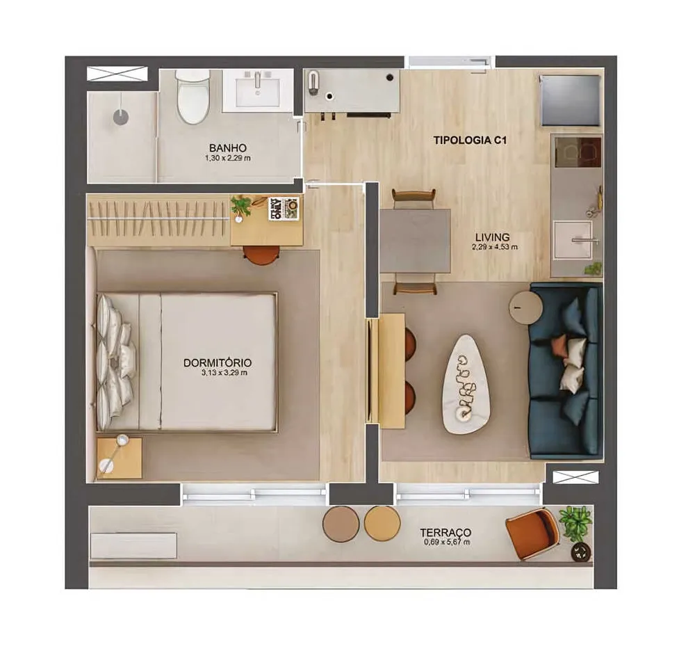 Apartamento, 1 quarto, 37 m² - Foto 3