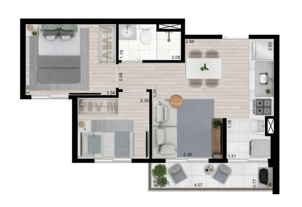 Apartamento, 2 quartos, 41 m² - Foto 1