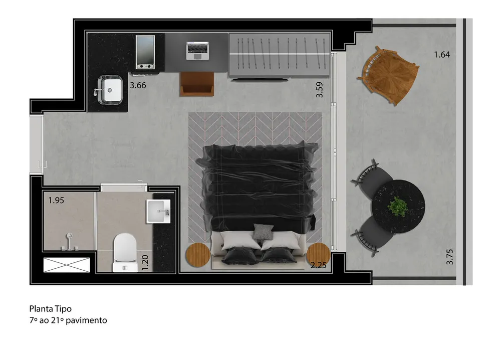 Apartamento, 1 quarto, 38 m² - Foto 2