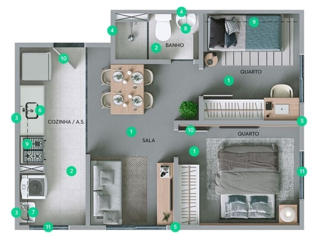 Apartamento, 2 quartos, 34 m² - Foto 9