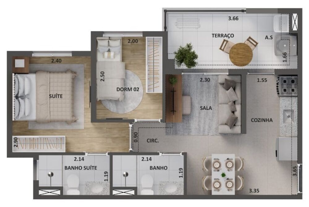 Apartamento, 2 quartos, 40 m² - Foto 12