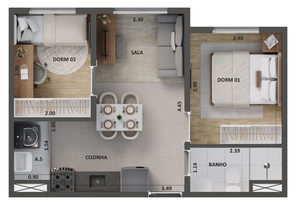 Apartamento, 2 quartos, 40 m² - Foto 10