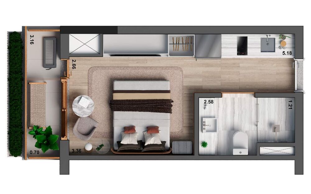 Apartamento, 1 quarto, 26 m² - Foto 2