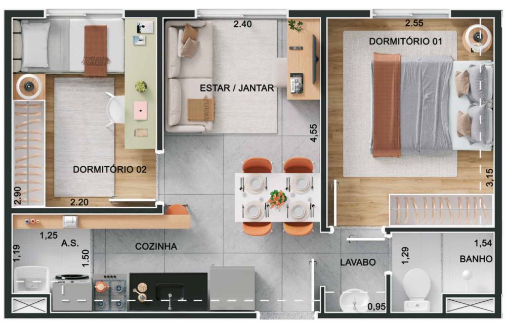 Apartamento, 2 quartos, 36 m² - Foto 4