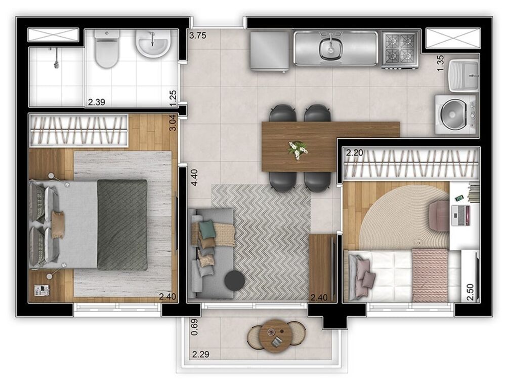 Apartamento, 2 quartos, 37 m² - Foto 7
