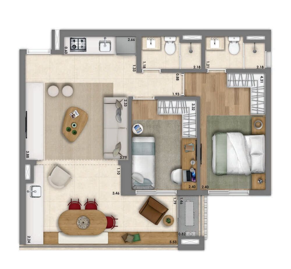 Apartamento, 2 quartos, 66 m² - Foto 8