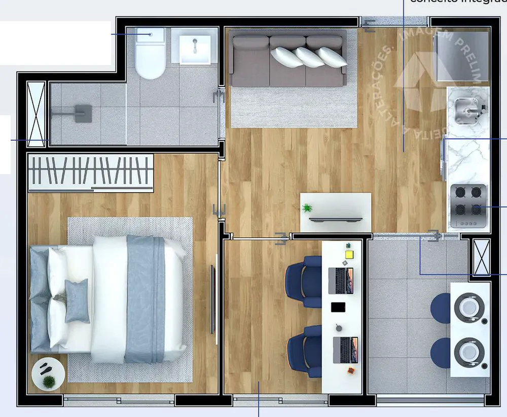 Apartamento, 1 quarto, 17 m² - Foto 2