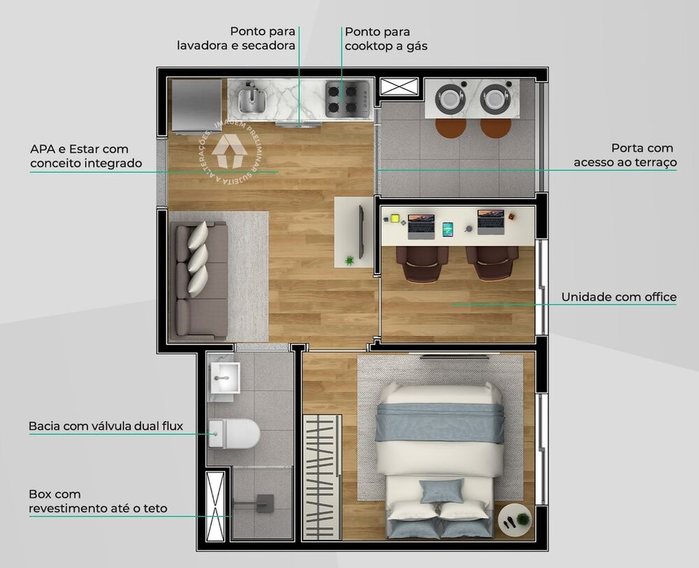 Cobertura, 1 quarto, 67 m² - Foto 6