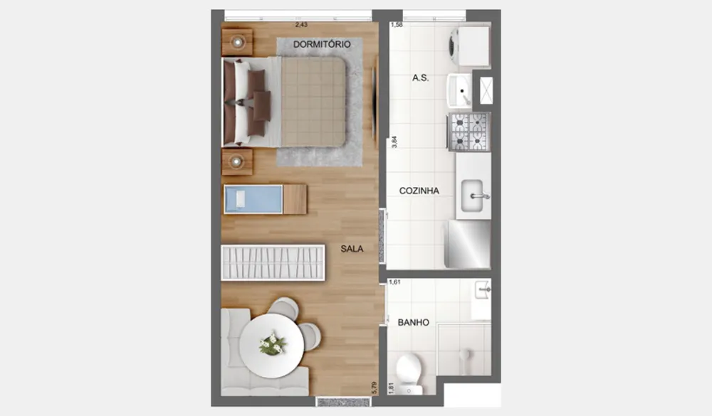 Apartamento, 2 quartos, 38 m² - Foto 3