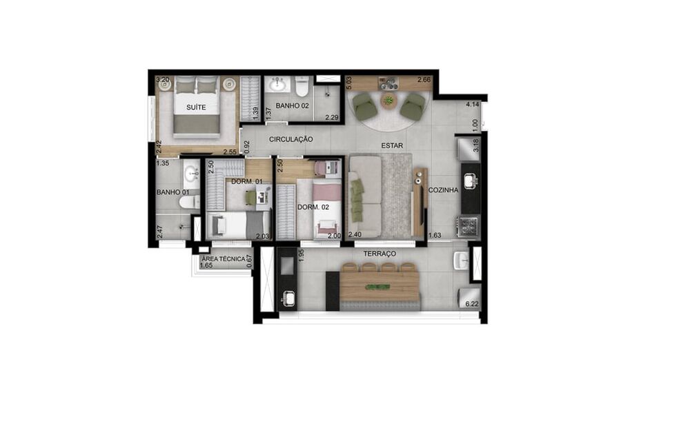 Apartamento, 3 quartos, 69 m² - Foto 4