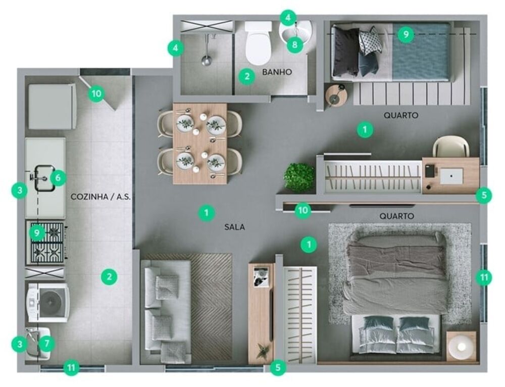 Apartamento, 2 quartos, 34 m² - Foto 6