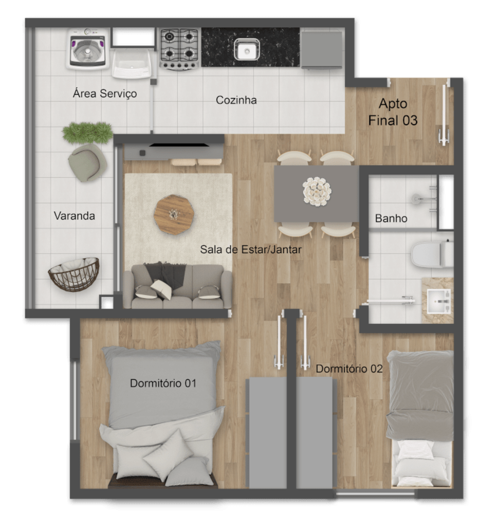Apartamento, 2 quartos, 37 m² - Foto 2