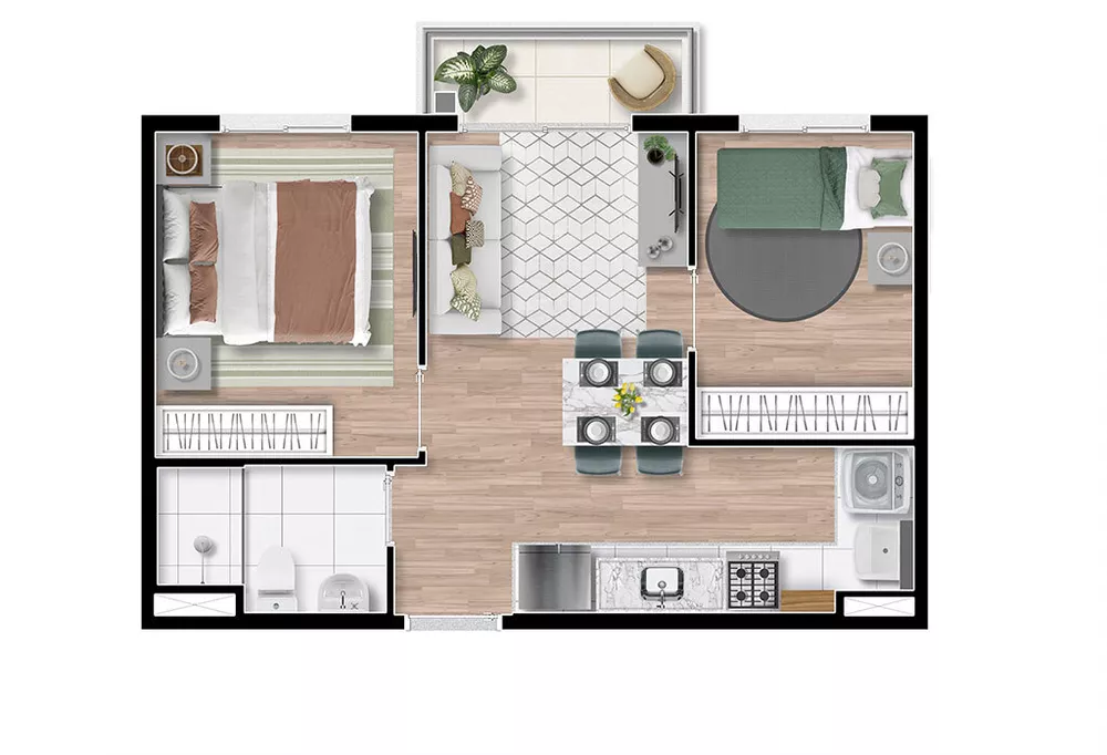 Apartamento, 1 quarto, 33 m² - Foto 3