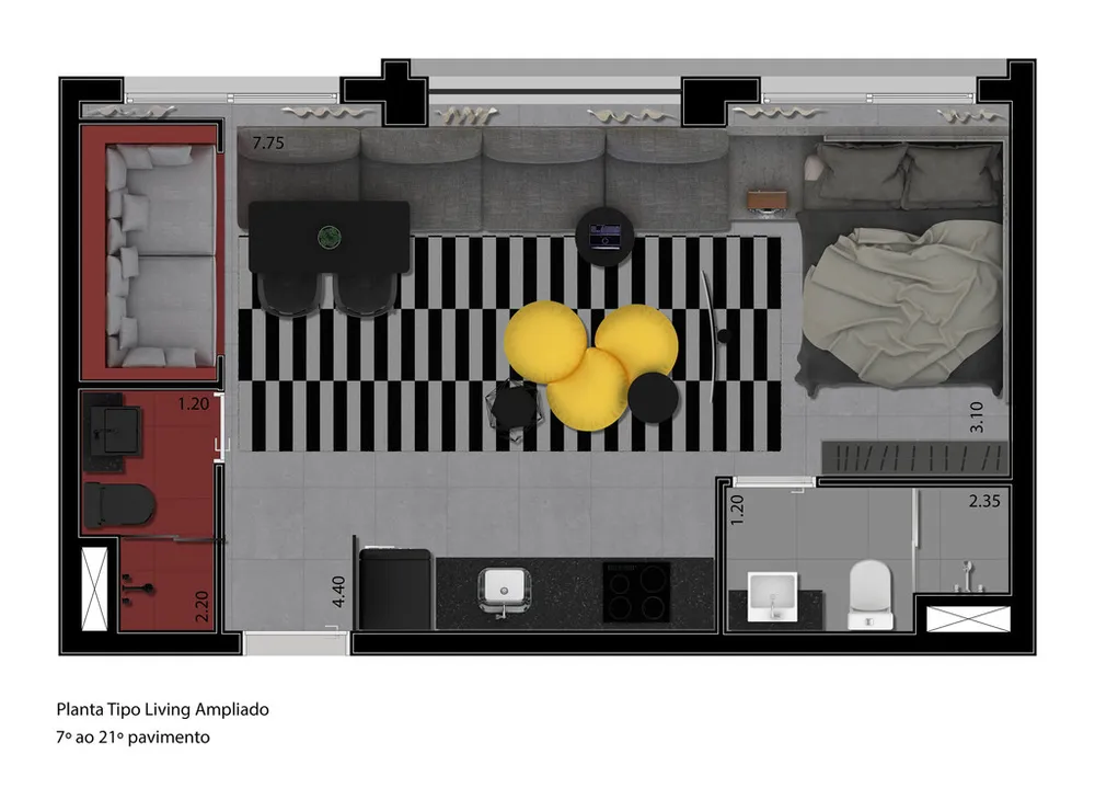 Apartamento, 1 quarto, 24 m² - Foto 2