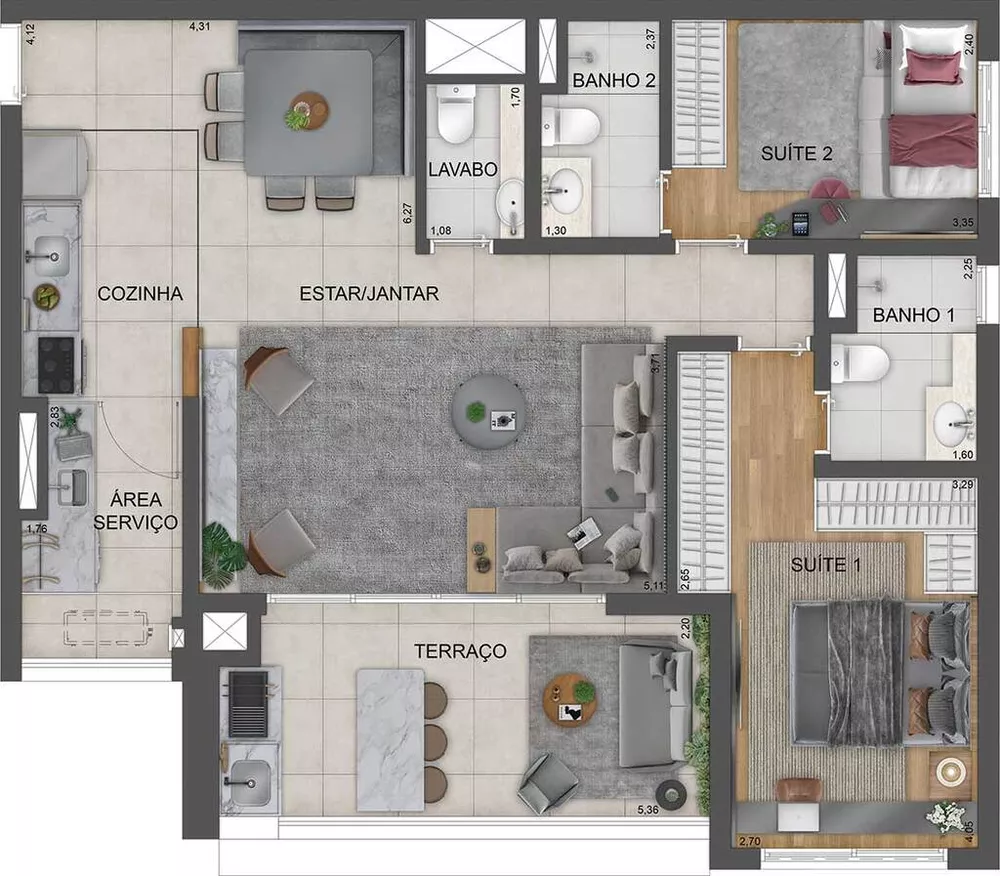 Apartamento, 2 quartos, 91 m² - Foto 4