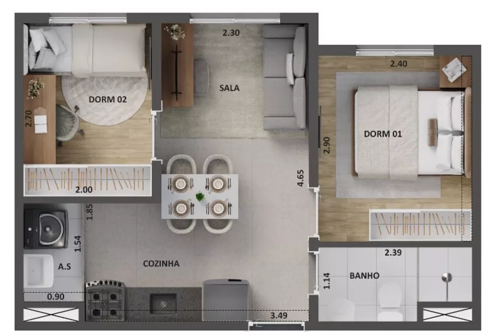 Apartamento, 2 quartos, 42 m² - Foto 19