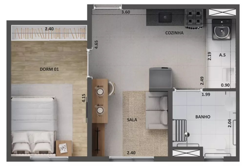 Apartamento, 2 quartos, 42 m² - Foto 21