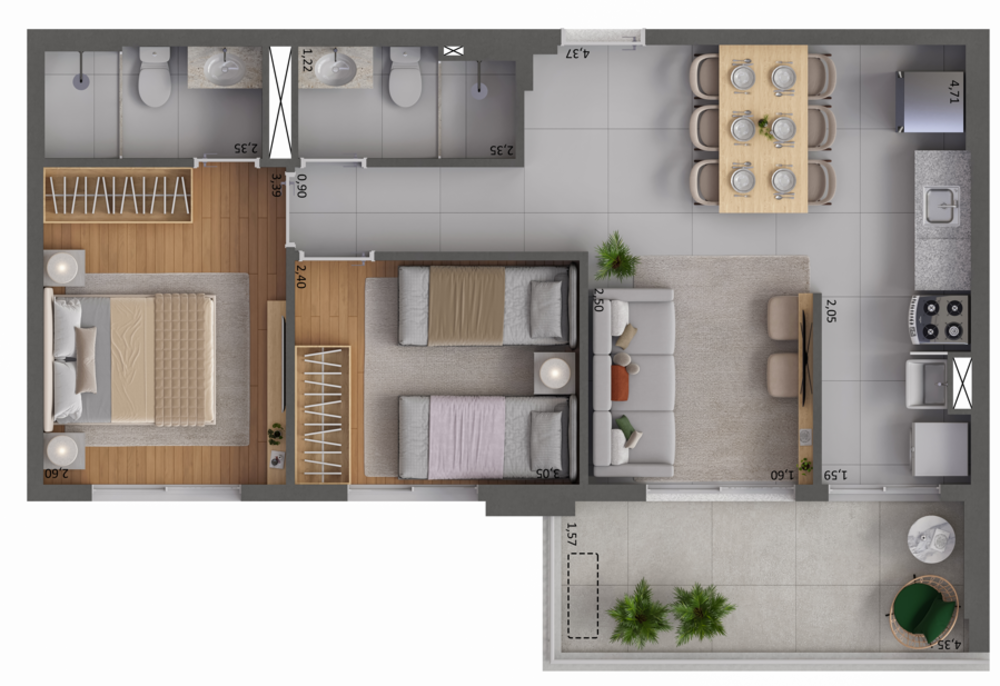 Apartamento à venda com 2 quartos, 59m² - Foto 11