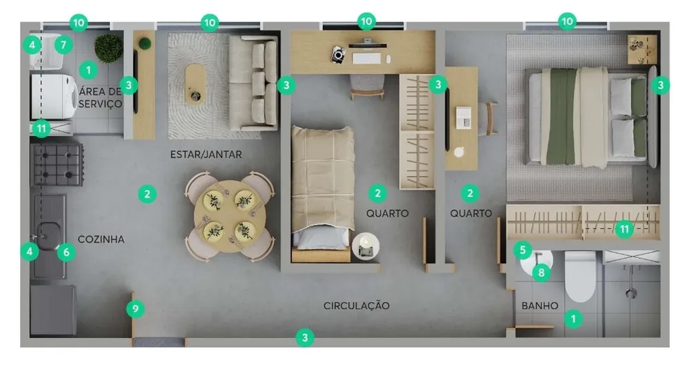 Apartamento, 2 quartos, 40 m² - Foto 1