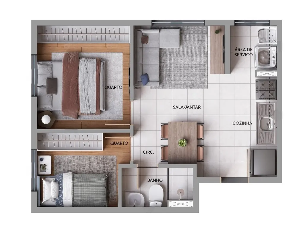 Apartamento, 2 quartos, 36 m² - Foto 2