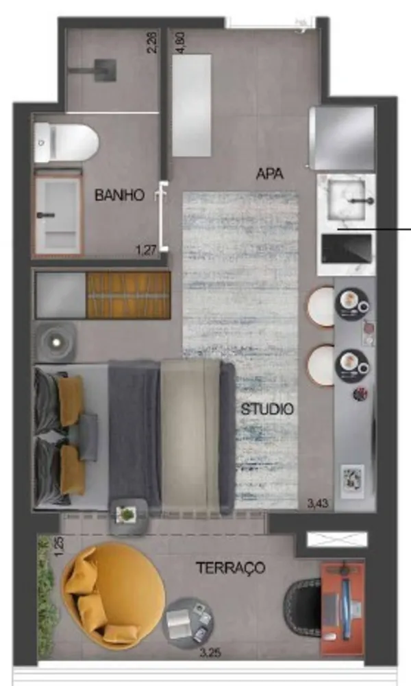 Apartamento, 1 quarto, 80 m² - Foto 3