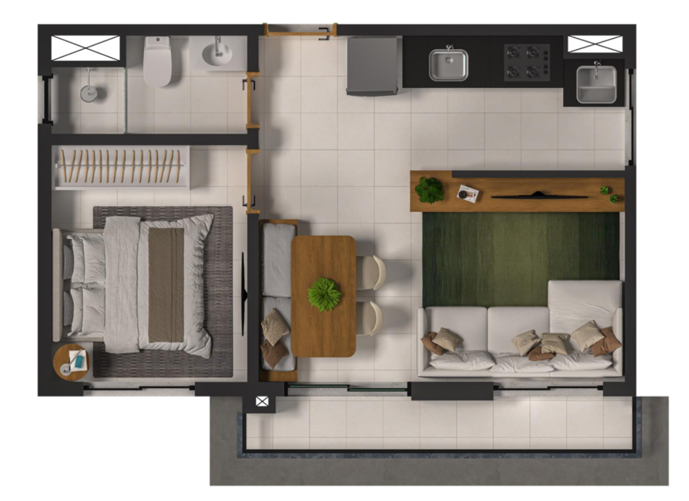 Apartamento, 1 quarto, 28 m² - Foto 2