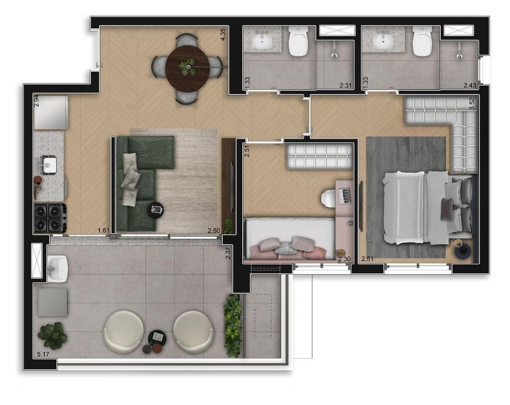 Apartamento, 2 quartos, 59 m² - Foto 1