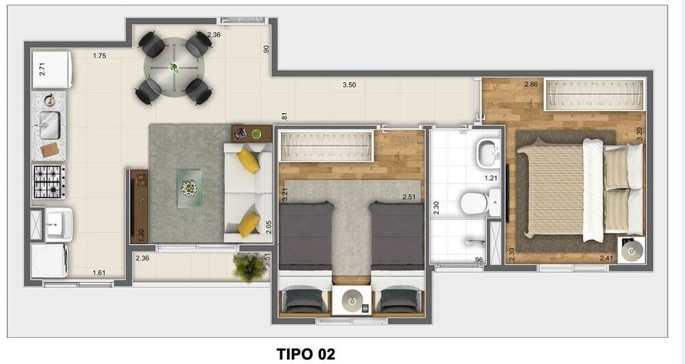 Apartamento, 2 quartos, 43 m² - Foto 14