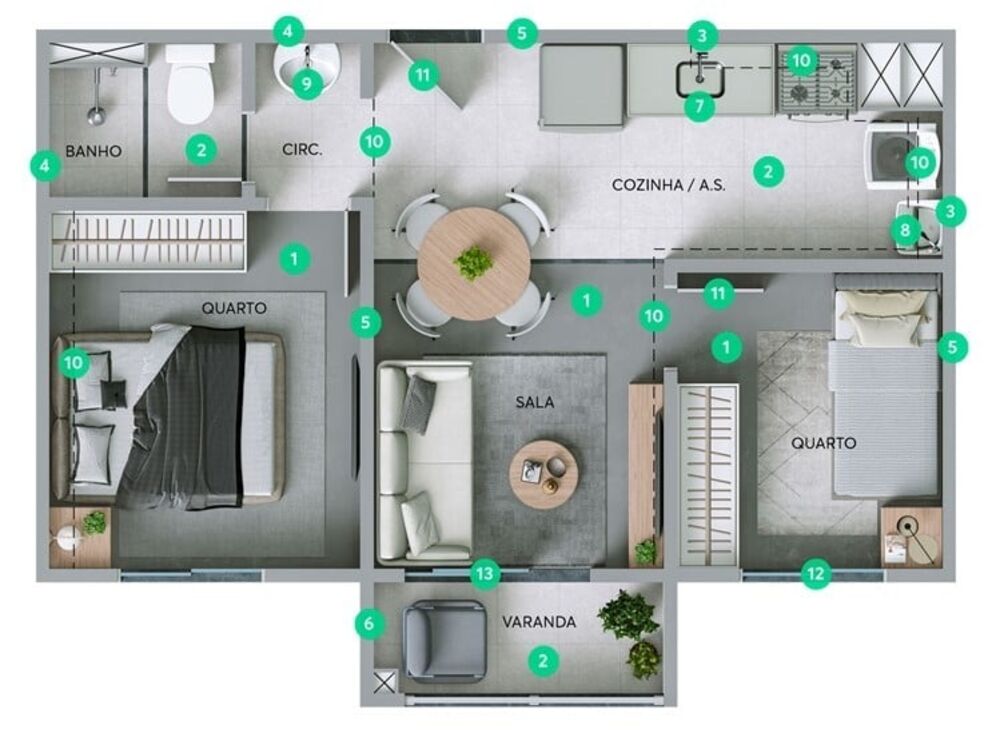 Apartamento, 2 quartos, 52 m² - Foto 7