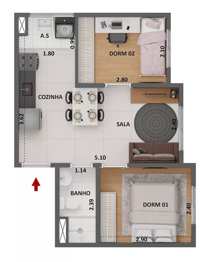 Apartamento, 2 quartos, 34 m² - Foto 6