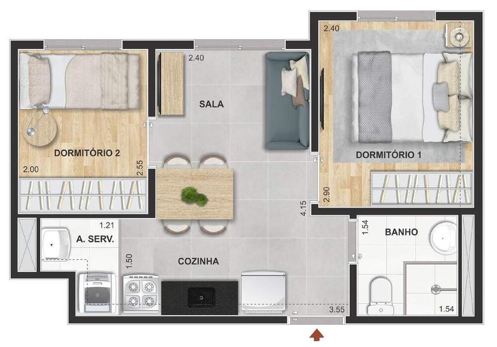 Apartamento à venda com 2 quartos, 42m² - Foto 4