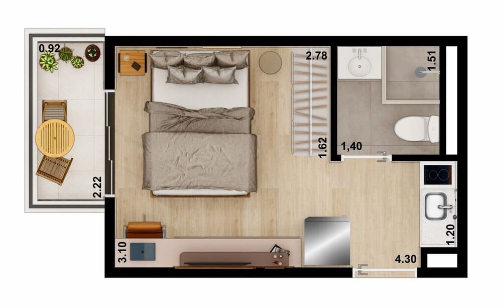 Cobertura, 1 quarto, 47 m² - Foto 3