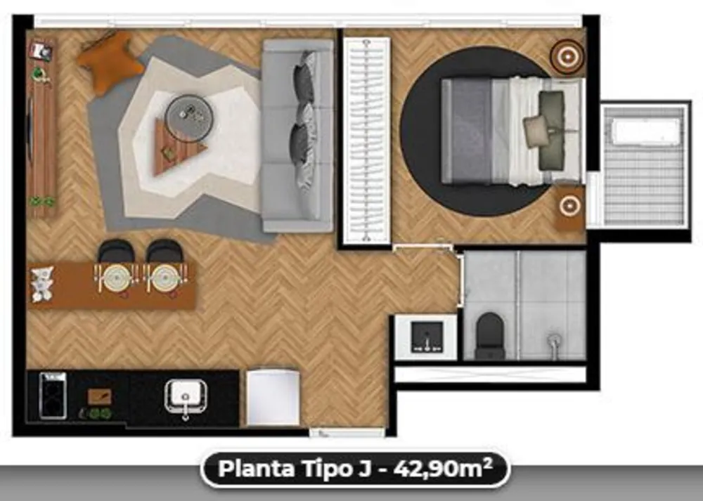 Apartamento, 1 quarto, 31 m² - Foto 1