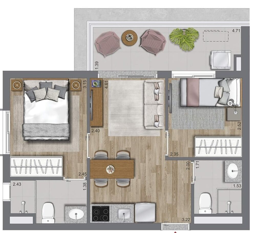 Apartamento, 2 quartos, 56 m² - Foto 4