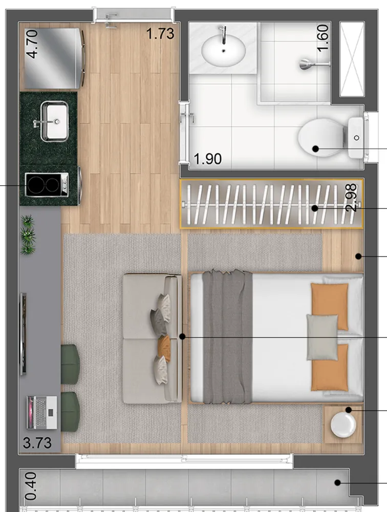 Apartamento, 1 quarto, 25 m² - Foto 1