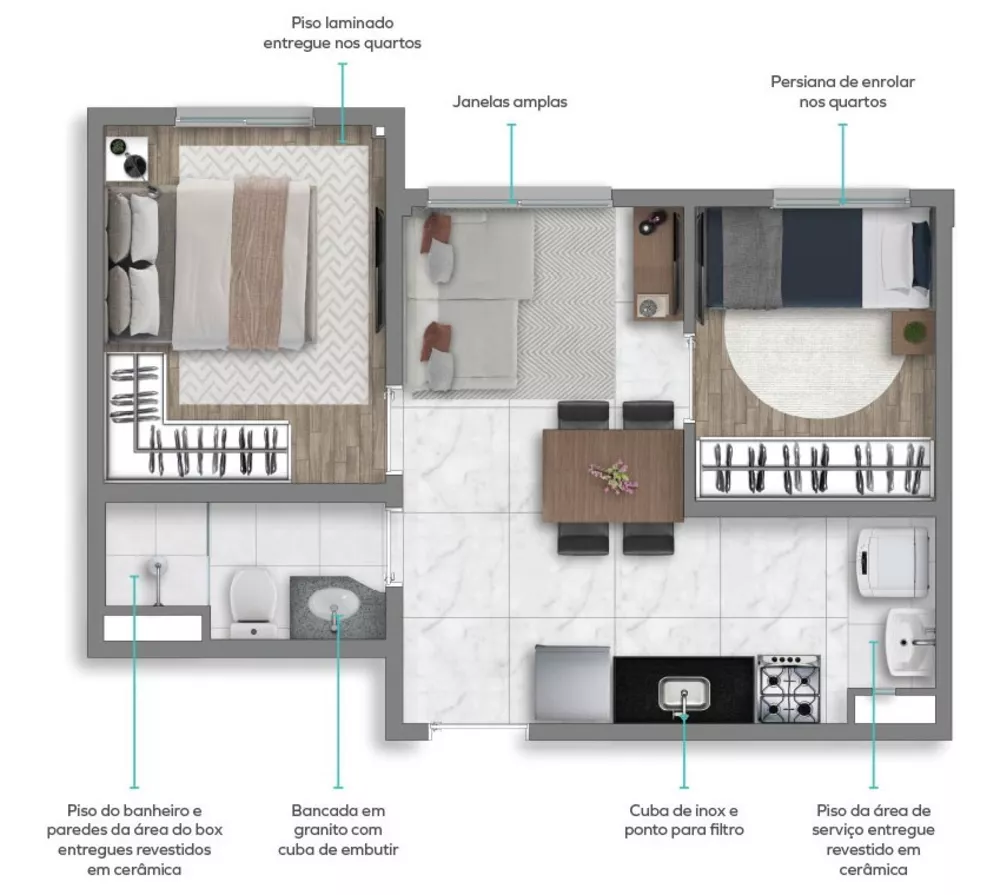 Apartamento, 3 quartos, 61 m² - Foto 3