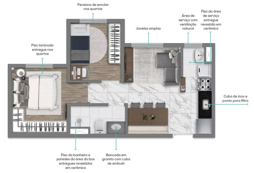 Apartamento, 3 quartos, 61 m² - Foto 13