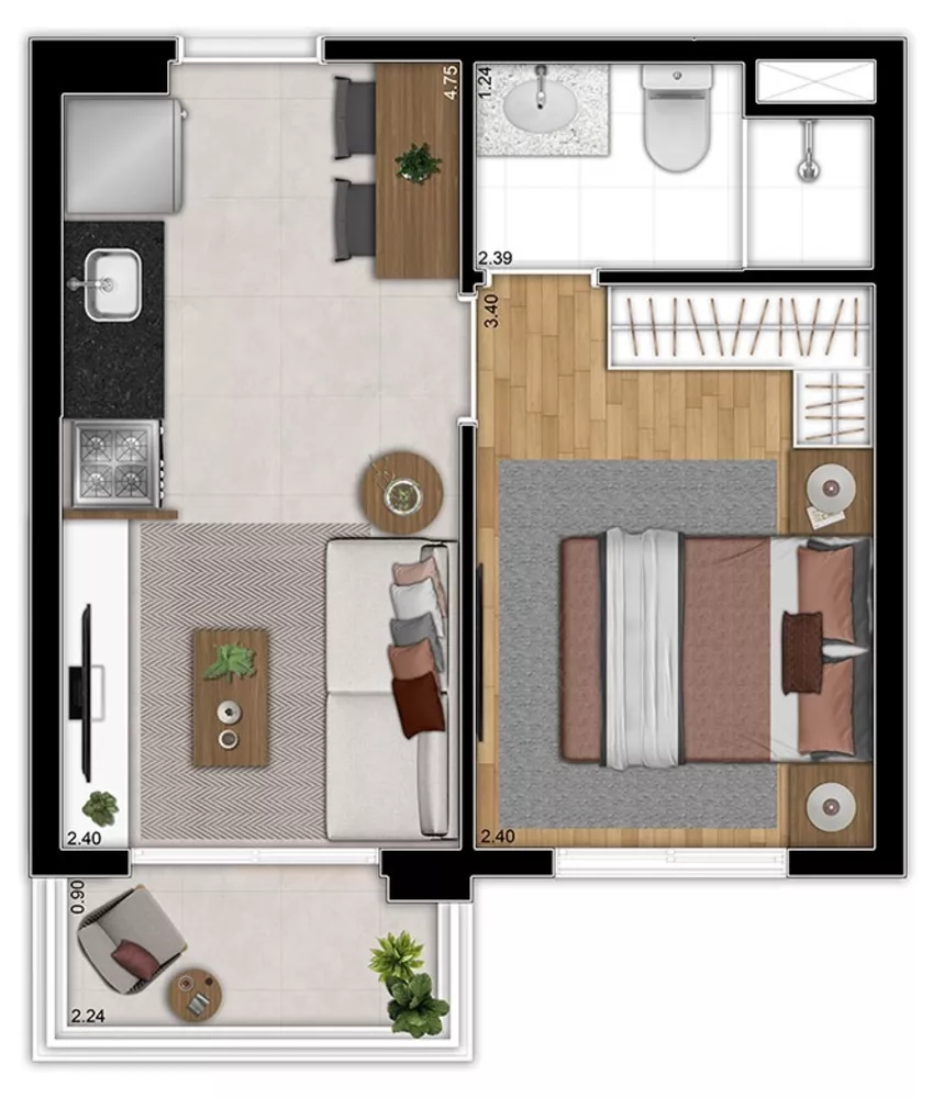 Apartamento, 2 quartos, 38 m² - Foto 3