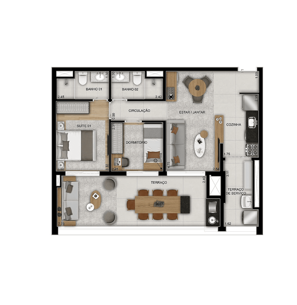 Apartamento, 2 quartos, 75 m² - Foto 2