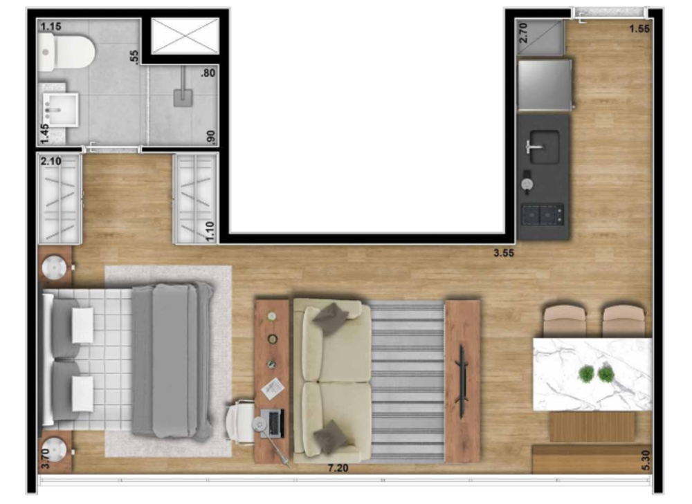 Apartamento, 1 quarto, 45 m² - Foto 1