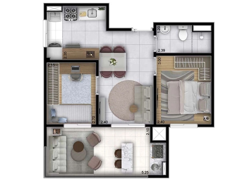 Apartamento, 2 quartos, 43 m² - Foto 8